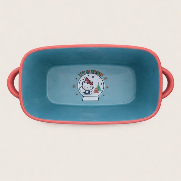 Hello Kitty Snow Globe Christmas Ceramic Loaf Pan - Sanrio NWOT 🎄 - Picture 4 of 6